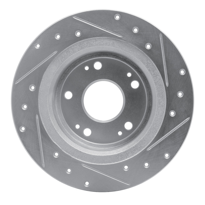 Acura ILX Brake Rotor (1) - Rear Left - R1 Concepts - Drilled & Slotted - Silver - `05-`22